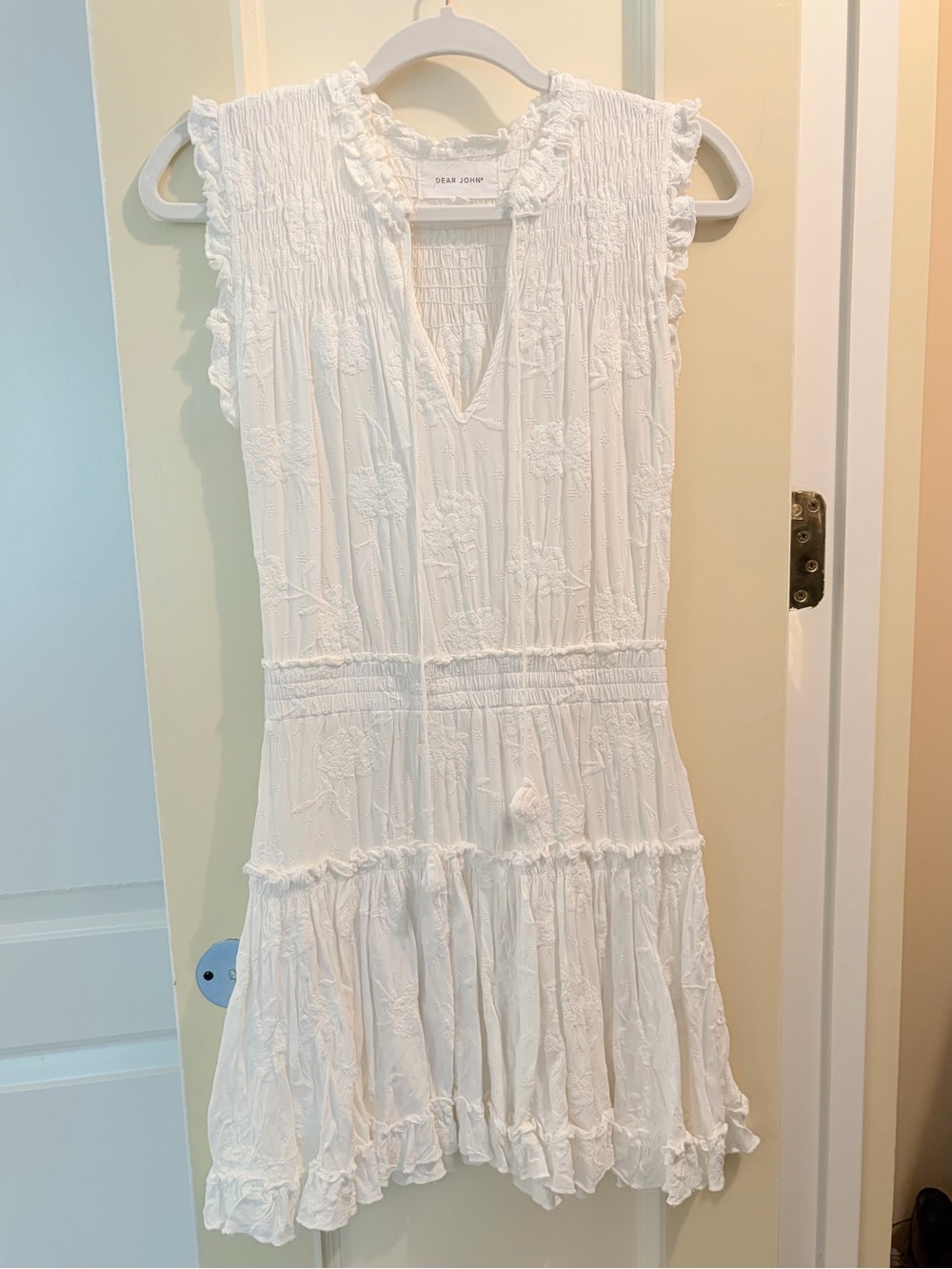 Dear John White Sleeveless Textured Mini Dress